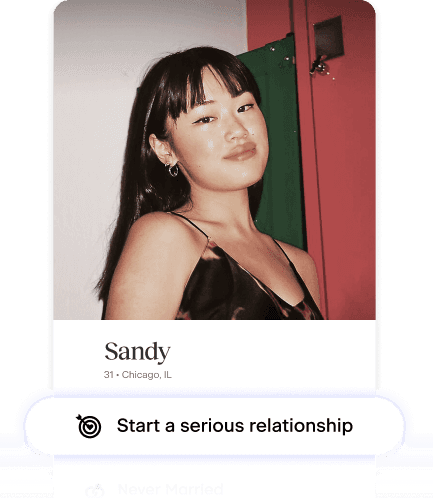 Sandy’s dating profile is displaying her dating intent. She wishes to start a serious relationship.